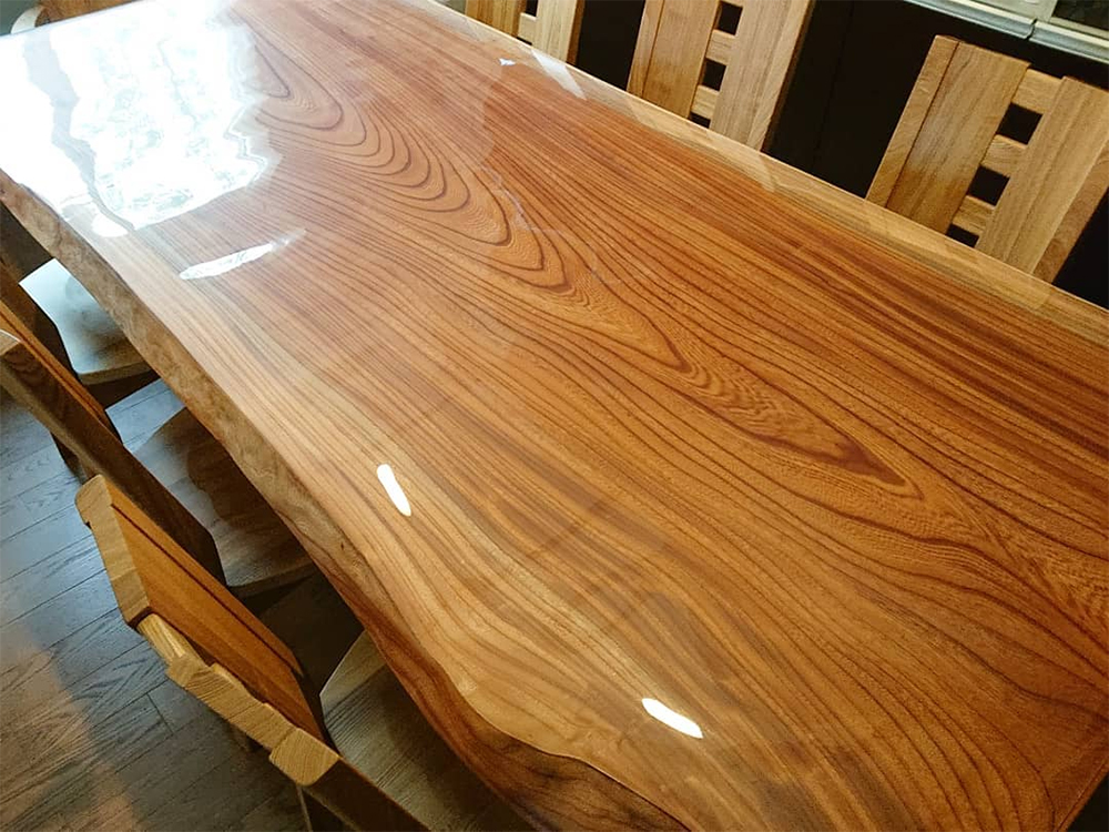 『一枚板 欅のダイニングテーブルセット』 | 天然木家具 納入実例紹介 | 天然木の一枚板・家具 専門店〈天然木ギャラリー〉