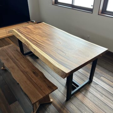 一枚板ダイニングテーブルセット　モンキーポッド