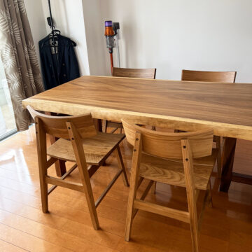 一枚板モンキーポッドのダイニングテーブルセット