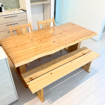 天然木　桧のダイニングテーブルセット