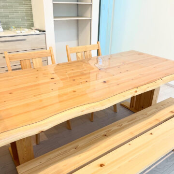 天然木　桧のダイニングテーブルセット