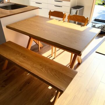 天然木オーク材のダイニングテーブルセット