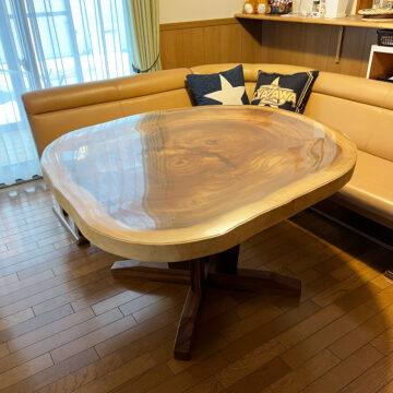 モンキーポッド輪切りテーブル　ダイニングテーブルセット