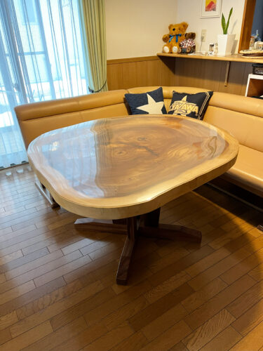 モンキーポッド輪切りテーブル　ダイニングテーブルセット