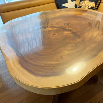 モンキーポッド輪切りテーブル　ダイニングテーブルセット