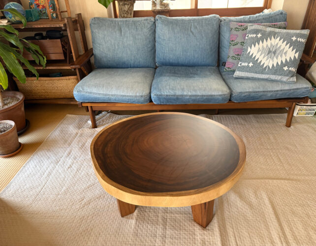 一枚板　モンキーポッド輪切りテーブル　天然木ギャラリー