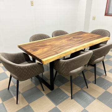 一枚板モンキーポッドの会議テーブルセット　天然木ギャラリー