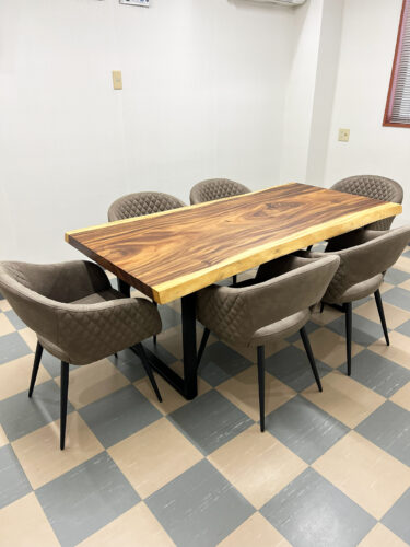 一枚板モンキーポッドの会議テーブルセット　天然木ギャラリー