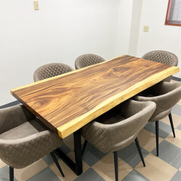 一枚板モンキーポッドの会議テーブルセット　天然木ギャラリー